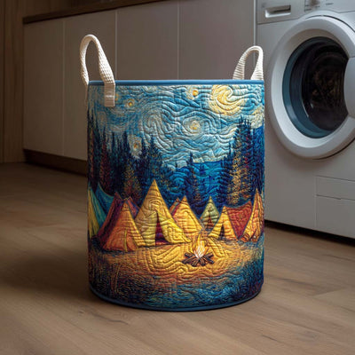 Trail Haven Quilted Laundry Basket - Fabric Laundry Hamper - Housewarming Gift for Mom
