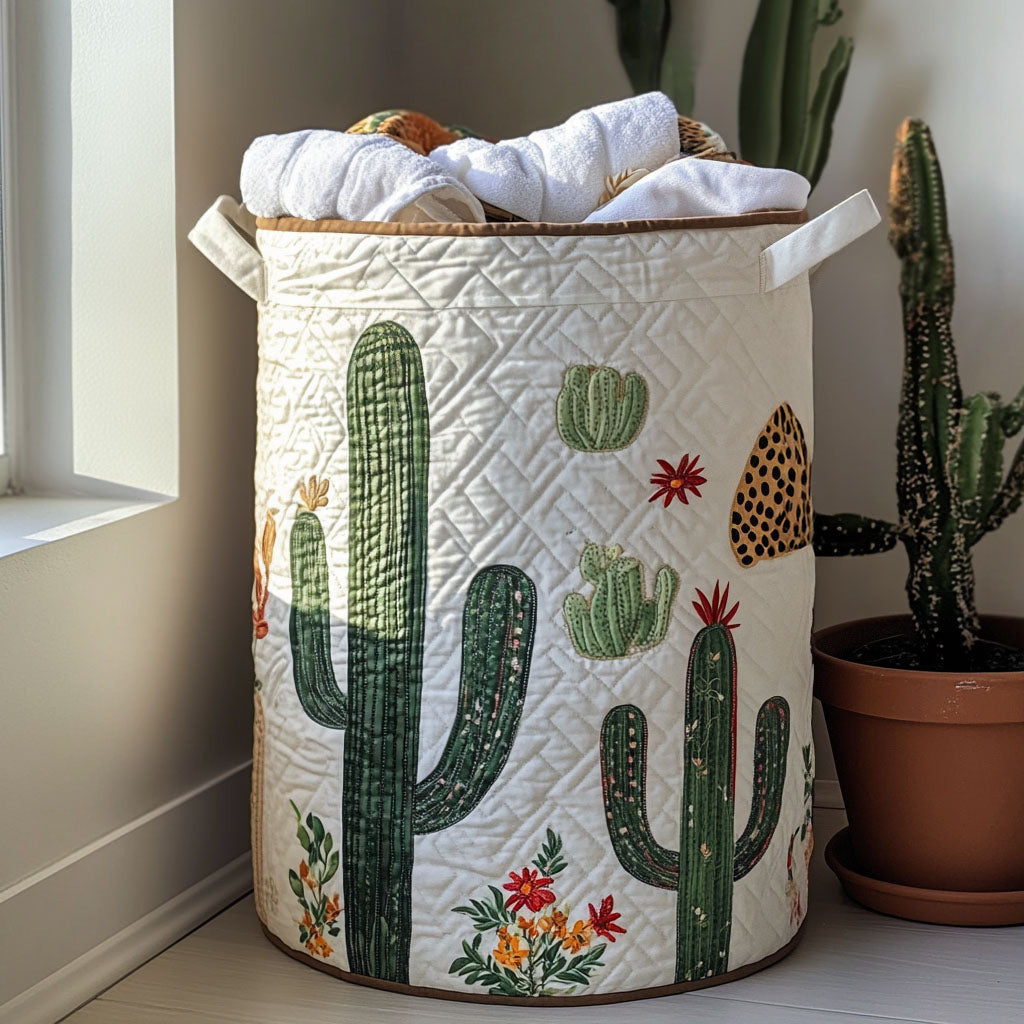 Tumbleweed Trails Quilted Laundry Basket - Fabric Laundry Hamper - Housewarming Gift for Mom