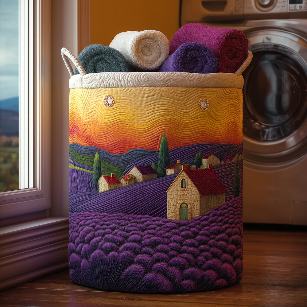 Cottage Serenity Quilted Laundry Basket - Fabric Laundry Hamper - Housewarming Gift for Mom