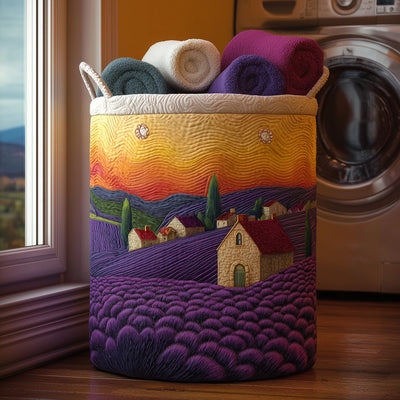 Cottage Serenity Quilted Laundry Basket - Fabric Laundry Hamper - Housewarming Gift for Mom