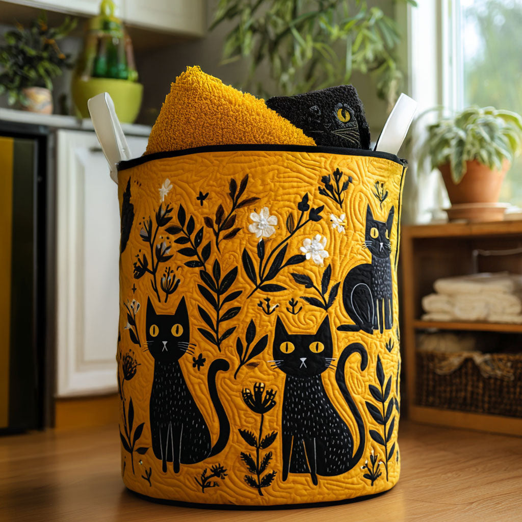 Furry Florals Quilted Laundry Basket - Fabric Laundry Hamper - Housewarming Gift for Mom