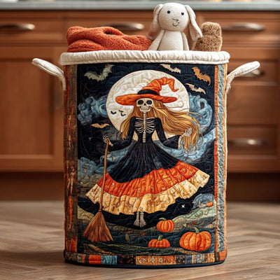 Broomstick Ride Quilted Laundry Basket - Fabric Laundry Hamper - Housewarming Gift for Mom