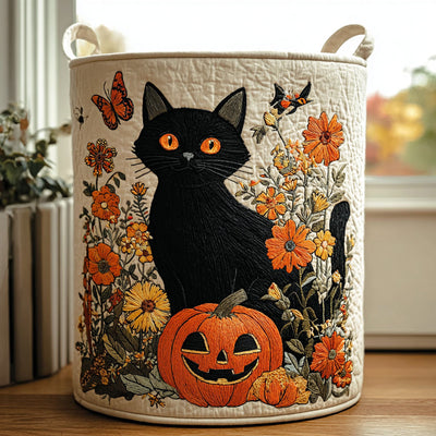 Spooky Paws Quilted Laundry Basket - Fabric Laundry Hamper - Housewarming Gift for Mom