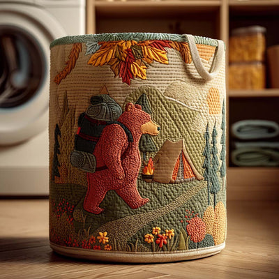Grizzly Grove Quilted Laundry Basket - Fabric Laundry Hamper - Housewarming Gift for Mom