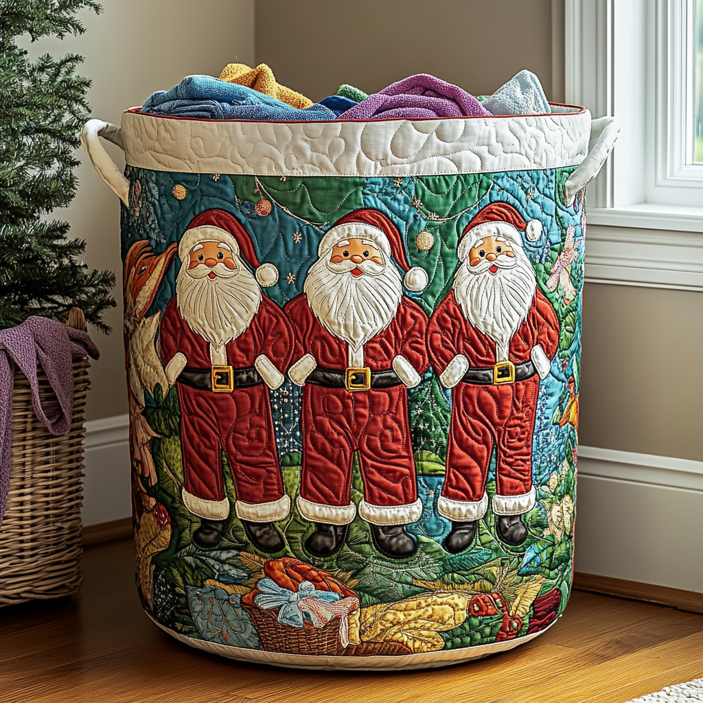 Holiday Magic Quilted Laundry Basket - Fabric Laundry Hamper - Housewarming Gift for Mom