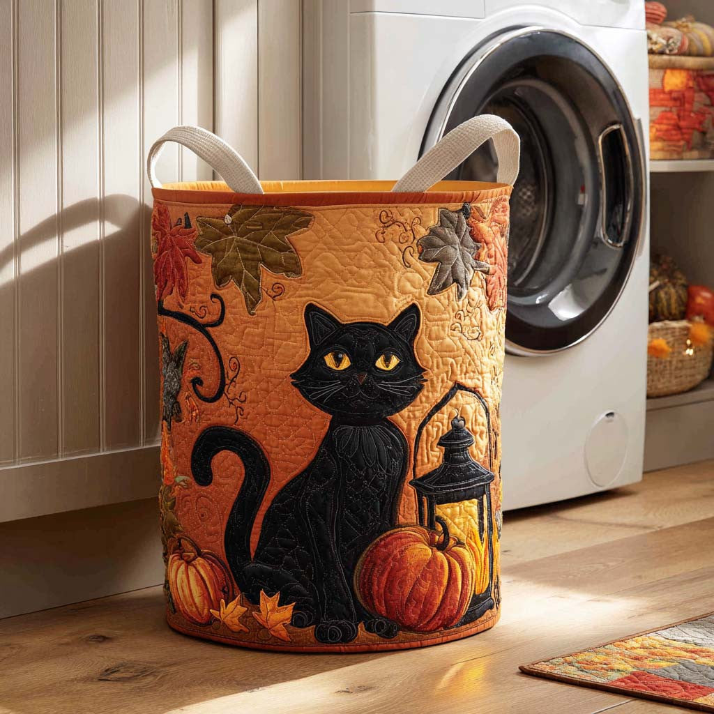 Shadow Paws Quilted Laundry Basket - Fabric Laundry Hamper - Housewarming Gift for Mom