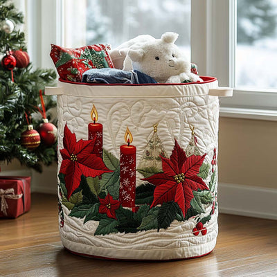 Festive Glow Quilted Laundry Basket - Fabric Laundry Hamper - Housewarming Gift for Mom