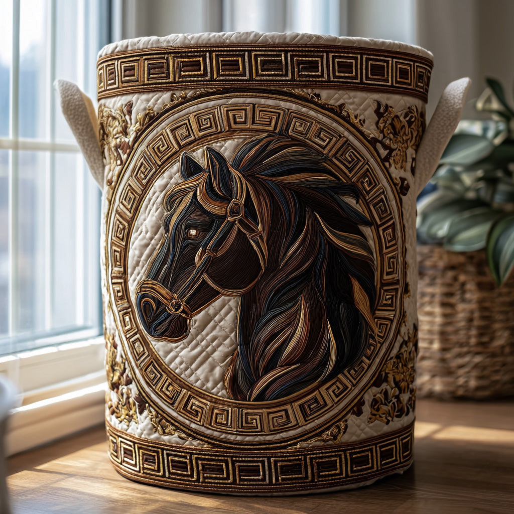 Noble Gallop Quilted Laundry Basket - Fabric Laundry Hamper - Housewarming Gift for Mom