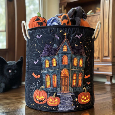 Haunted Glow Quilted Laundry Basket - Fabric Laundry Hamper - Housewarming Gift for Mom