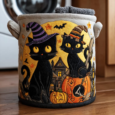 Witchy Whiskers Quilted Laundry Basket - Fabric Laundry Hamper - Housewarming Gift for Mom