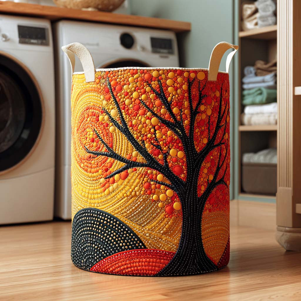 Amber Horizon Quilted Laundry Basket - Fabric Laundry Hamper - Housewarming Gift for Mom