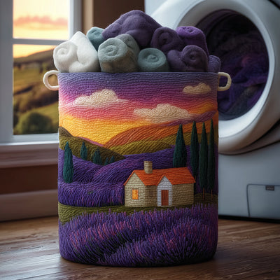 Lavender Glow Quilted Laundry Basket - Fabric Laundry Hamper - Housewarming Gift for Mom