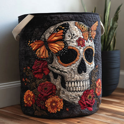 Midnight Skull Quilted Laundry Basket - Fabric Laundry Hamper - Housewarming Gift for Mom