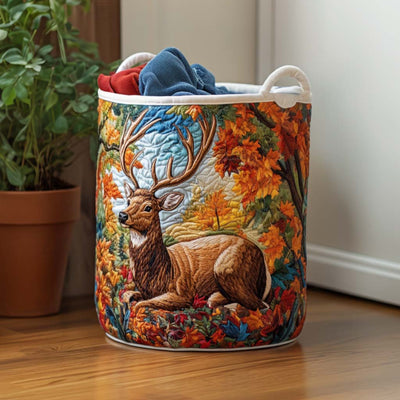 Elk Morning Light Quilted Laundry Basket - Fabric Laundry Hamper - Housewarming Gift for Mom