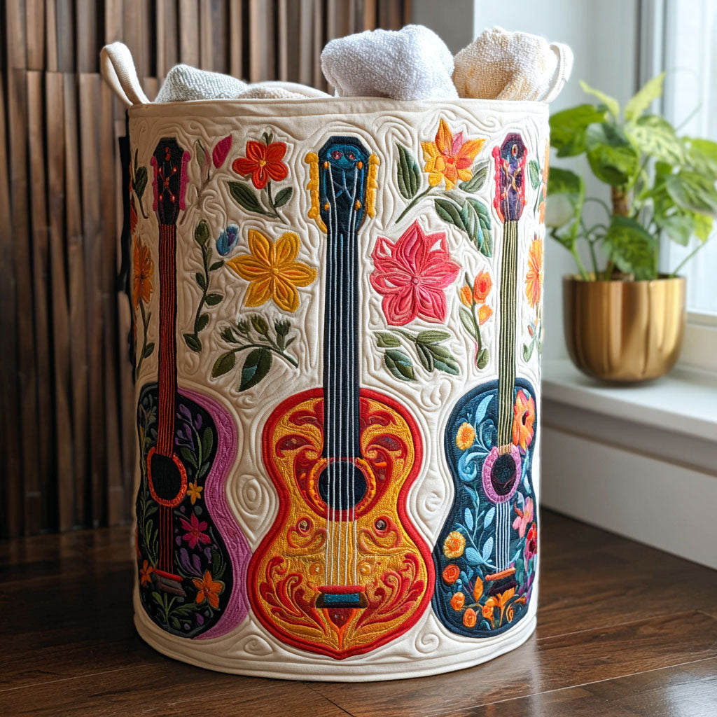 Spirit Riffs Quilted Laundry Basket - Fabric Laundry Hamper - Housewarming Gift for Mom