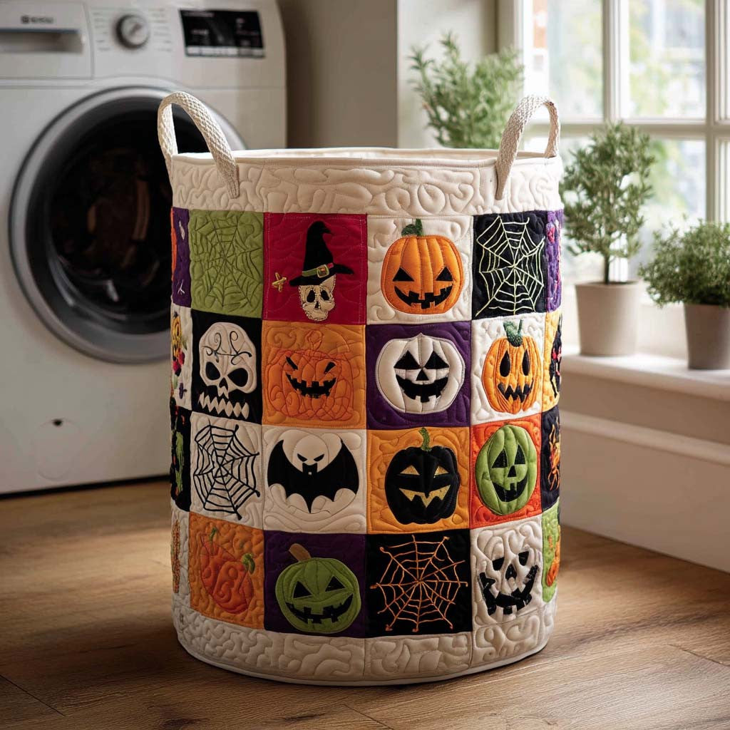 Midnight Howl Quilted Laundry Basket - Fabric Laundry Hamper - Housewarming Gift for Mom
