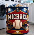 Personalized Baseball Grand Slam Marquee Quilted Laundry Basket QTCUZ GFTOHNL1422 Housewarming Gifts Gift For Mom