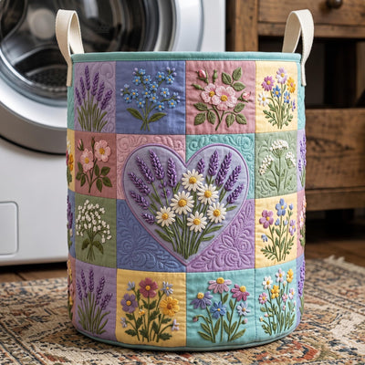 Flower Patchwork Quilted Laundry Basket GFTONMU705 Housewarming Gifts Gift For Mom