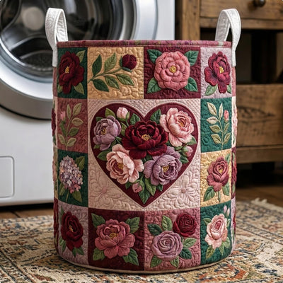 Flower Patchwork Quilted Laundry Basket GFTONMU706 Housewarming Gifts Gift For Mom
