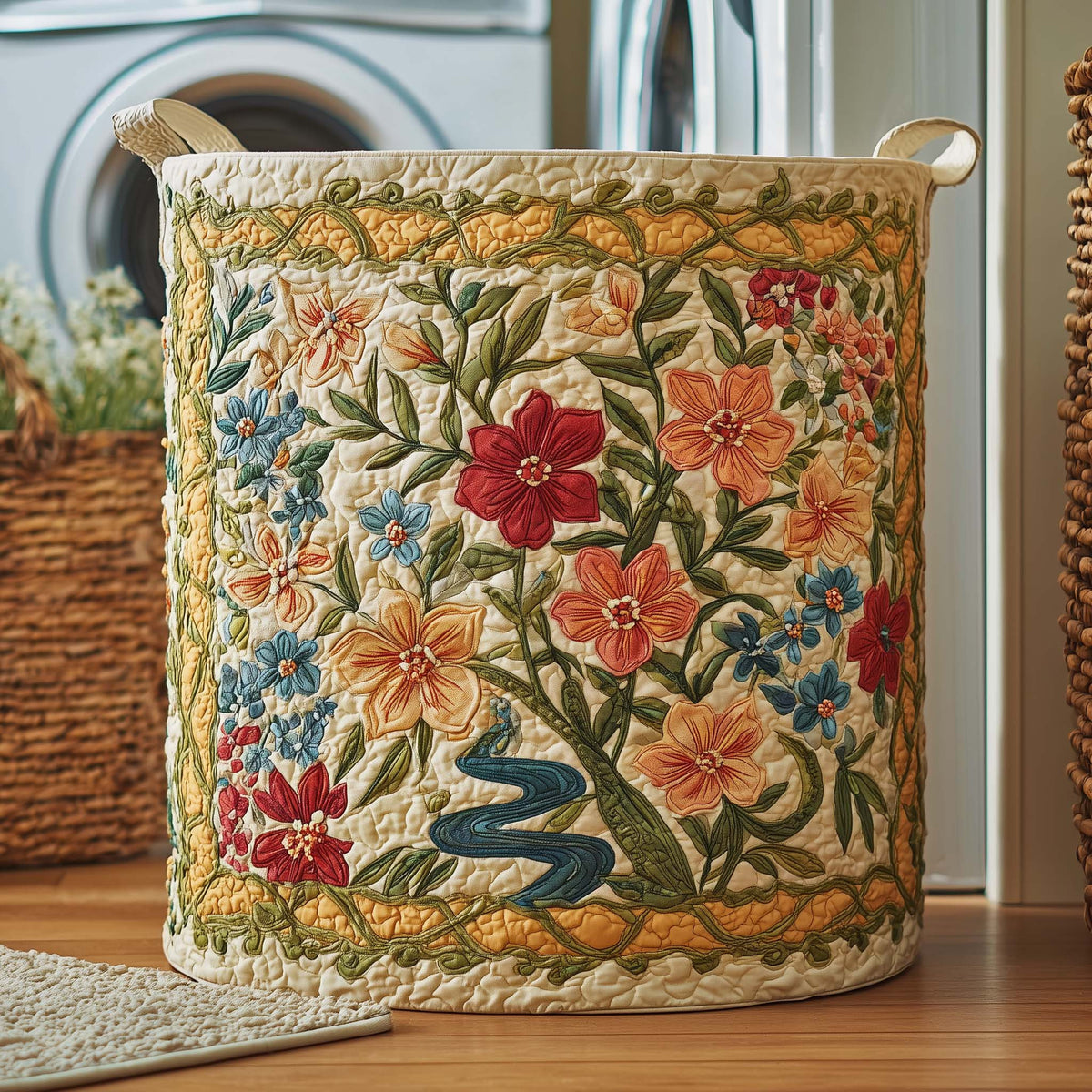 Wildflower Field Quilted Laundry Basket GFTOQM1723 Housewarming Gifts Gift For Mom