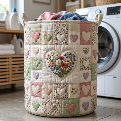 Flower Patchwork Quilted Laundry Basket GFTOTP18268 Housewarming Gifts Gift For Mom