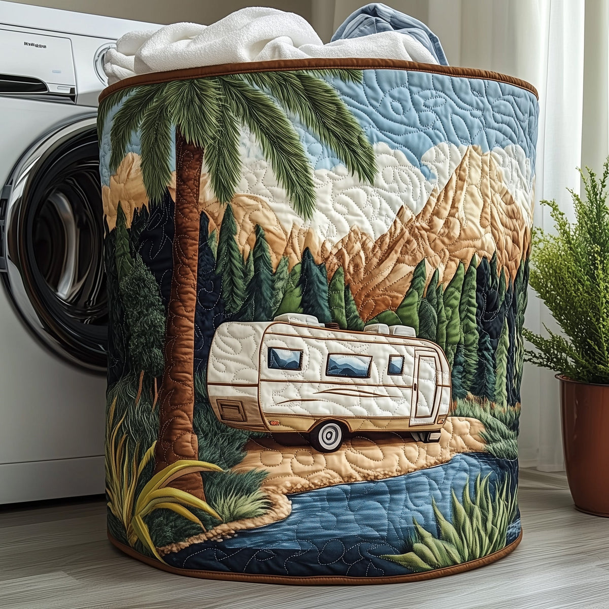 Camping Vibe Quilted Laundry Basket GFTOHD10252 Housewarming Gifts Gift For Mom