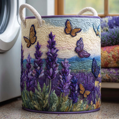 Lavender Flight Quilted Laundry Basket - Fabric Laundry Hamper - Housewarming Gift for Mom