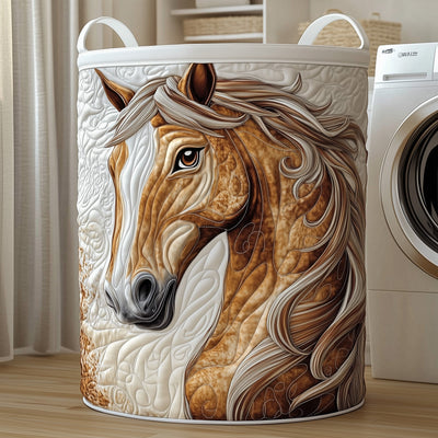 Funky Horse Quilted Laundry Basket - Fabric Laundry Hamper - Housewarming Gift for Mom