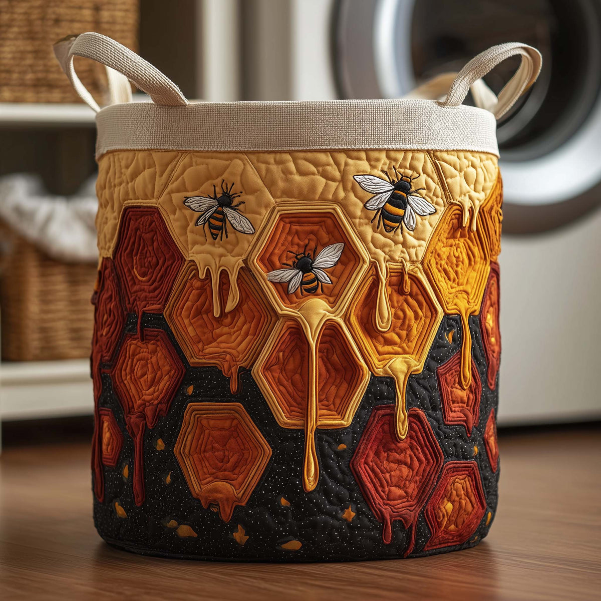Dripping Honey Quilted Laundry Basket - Fabric Laundry Hamper - Housewarming Gift for Mom