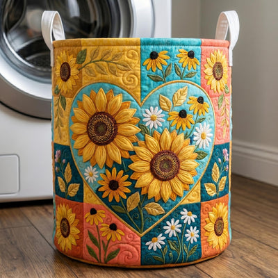 Flower Patchwork Quilted Laundry Basket - Fabric Laundry Hamper - Housewarming Gift for Mom