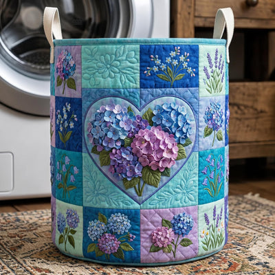 Flower Patchwork Quilted Laundry Basket - Fabric Laundry Hamper - Housewarming Gift for Mom