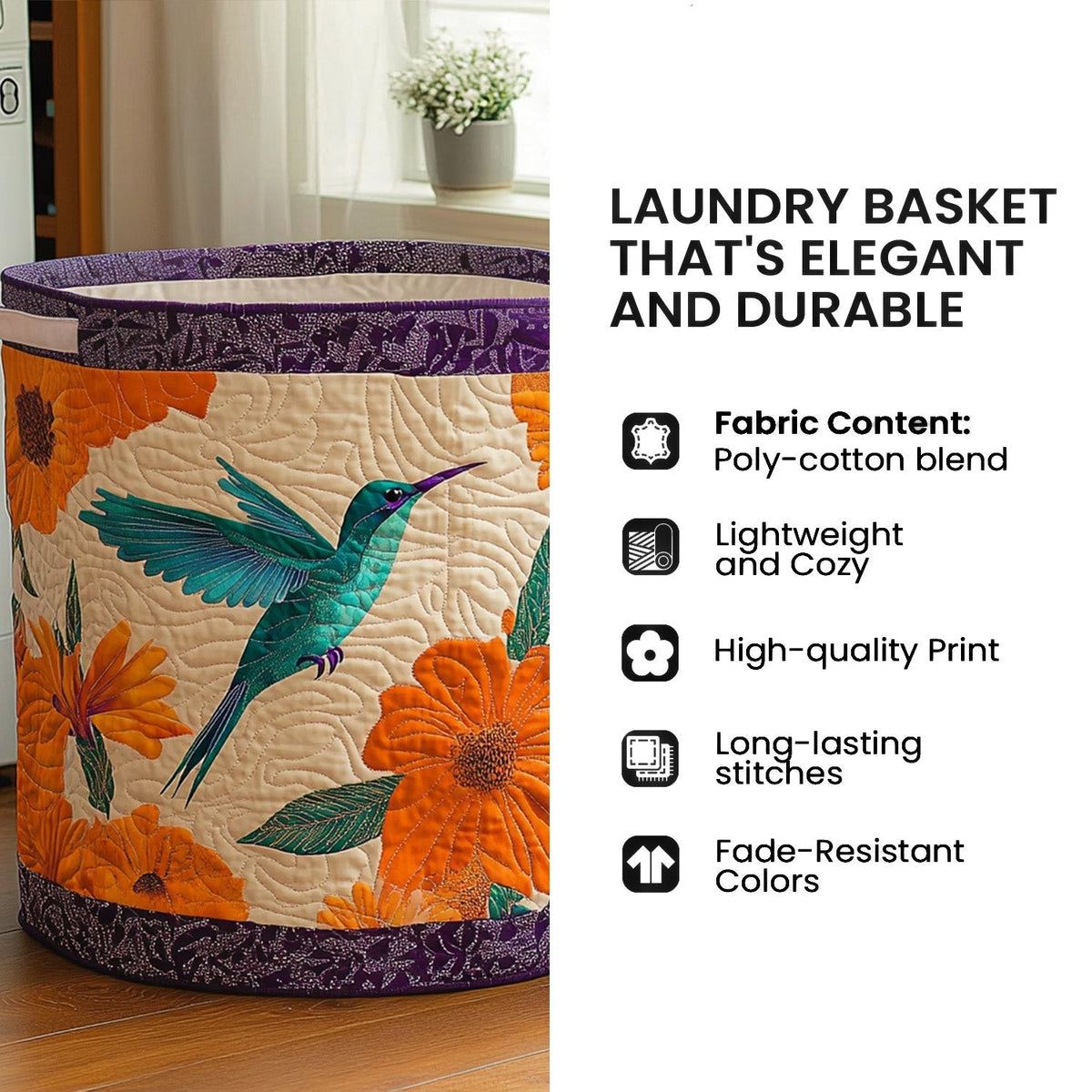 Easter Patchwork Quilted Laundry Basket - Fabric Laundry Hamper - Housewarming Gift for Mom