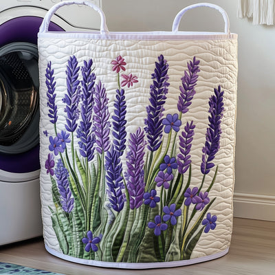 Lavender Quilted Laundry Basket - Fabric Laundry Hamper - Housewarming Gift for Mom
