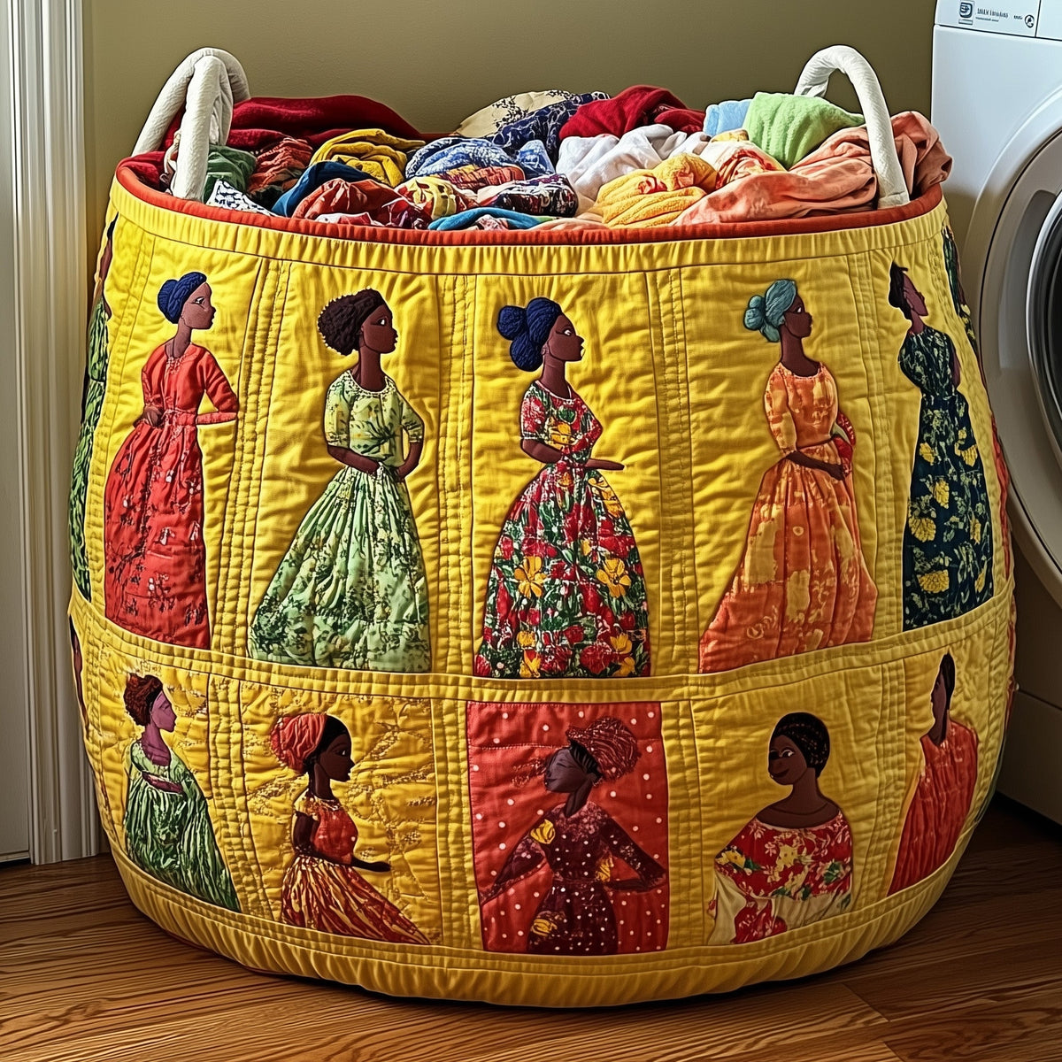 Soulbound Roots Quilted Laundry Basket - Fabric Laundry Hamper - Housewarming Gift for Mom