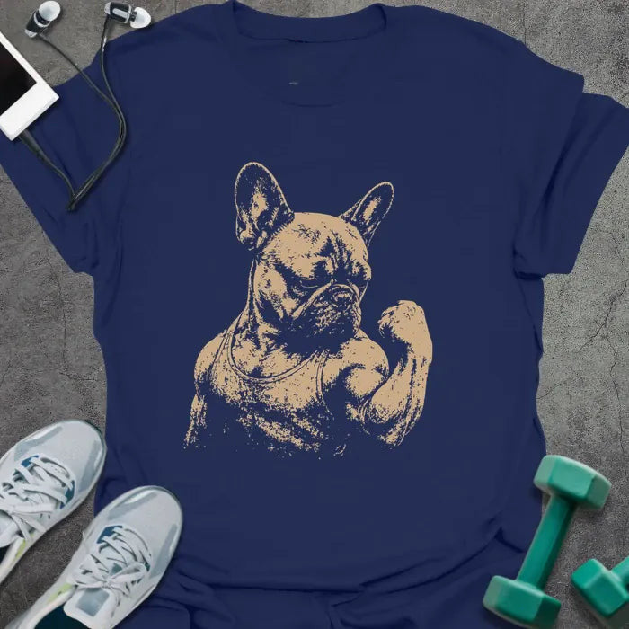 Frenchie Flex T-Shirt Gift For Gym Lover