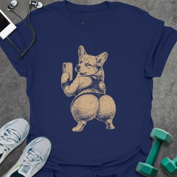 Corgi Selfie T-Shirt Gift For Gym Lover