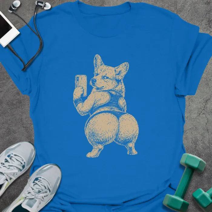 Corgi Selfie T-Shirt Gift For Gym Lover