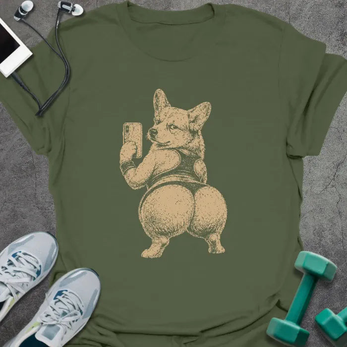 Corgi Selfie T-Shirt Gift For Gym Lover