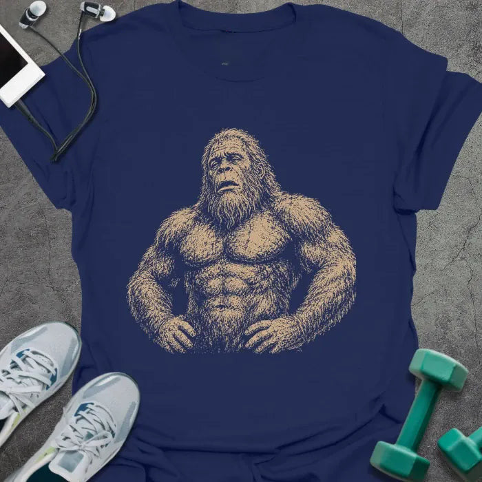 Exhausted Bigfoot T-Shirt Gift For Gym Lover