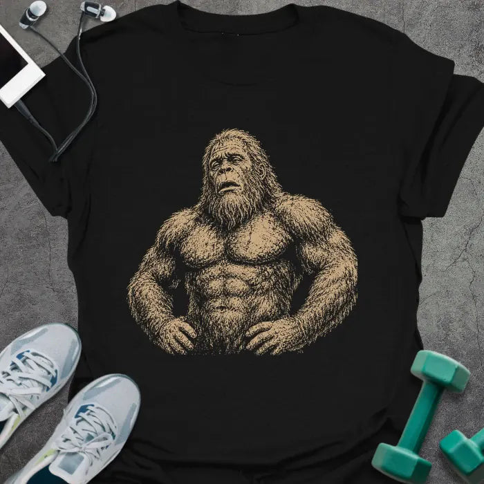 Exhausted Bigfoot T-Shirt Gift For Gym Lover