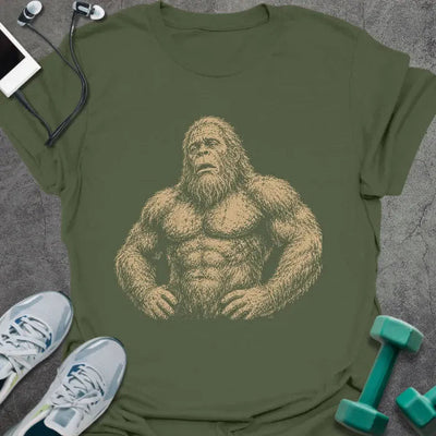 Exhausted Bigfoot T-Shirt Gift For Gym Lover