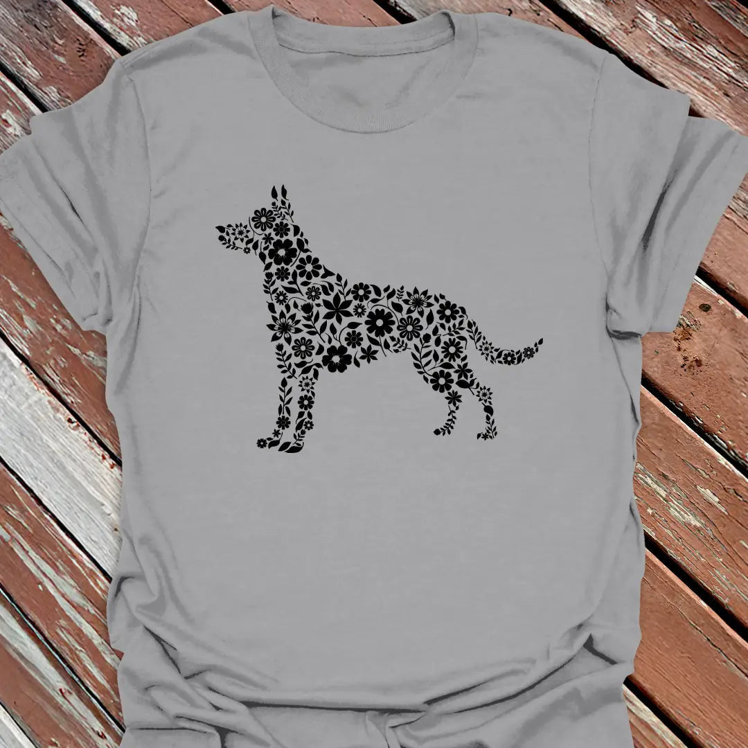 Floral Shepherd GSD T-Shirt - Dog Graphic Tee - Gift for Dog Lovers - Unisex