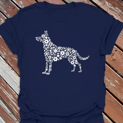 Floral Shepherd GSD T-Shirt - Dog Graphic Tee - Gift for Dog Lovers - Unisex