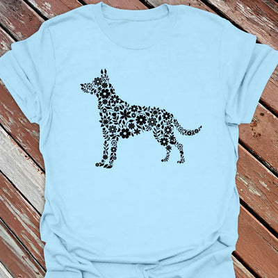 Floral Shepherd GSD T-Shirt - Dog Graphic Tee - Gift for Dog Lovers - Unisex