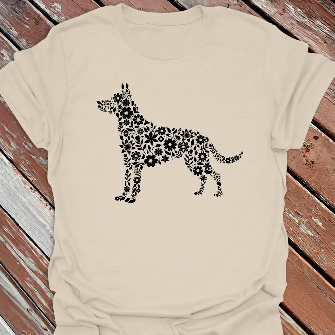 Floral Shepherd GSD T-Shirt - Dog Graphic Tee - Gift for Dog Lovers - Unisex