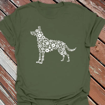 Floral Shepherd GSD T-Shirt - Dog Graphic Tee - Gift for Dog Lovers - Unisex