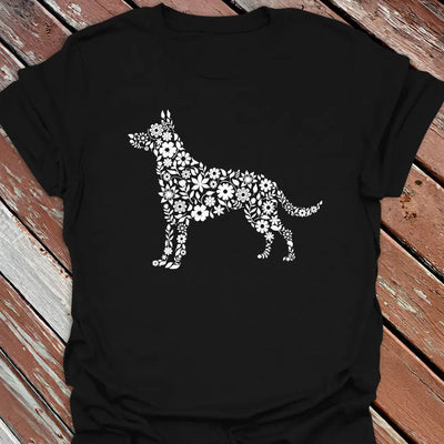 Floral Shepherd GSD T-Shirt - Dog Graphic Tee - Gift for Dog Lovers - Unisex