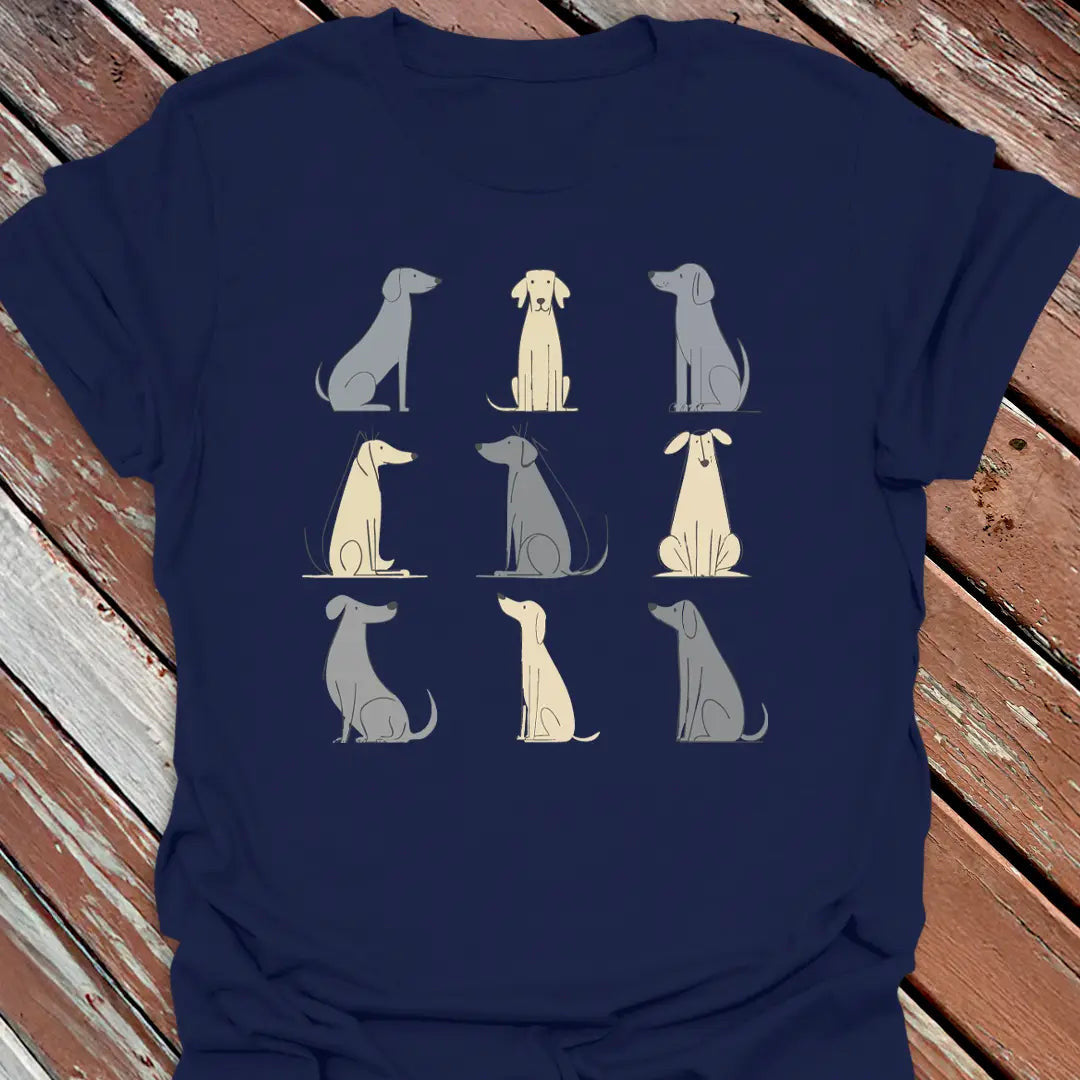 Nine Big Dogs Grid T-Shirt - Dog Graphic Tee - Gift for Dog Lovers - Unisex