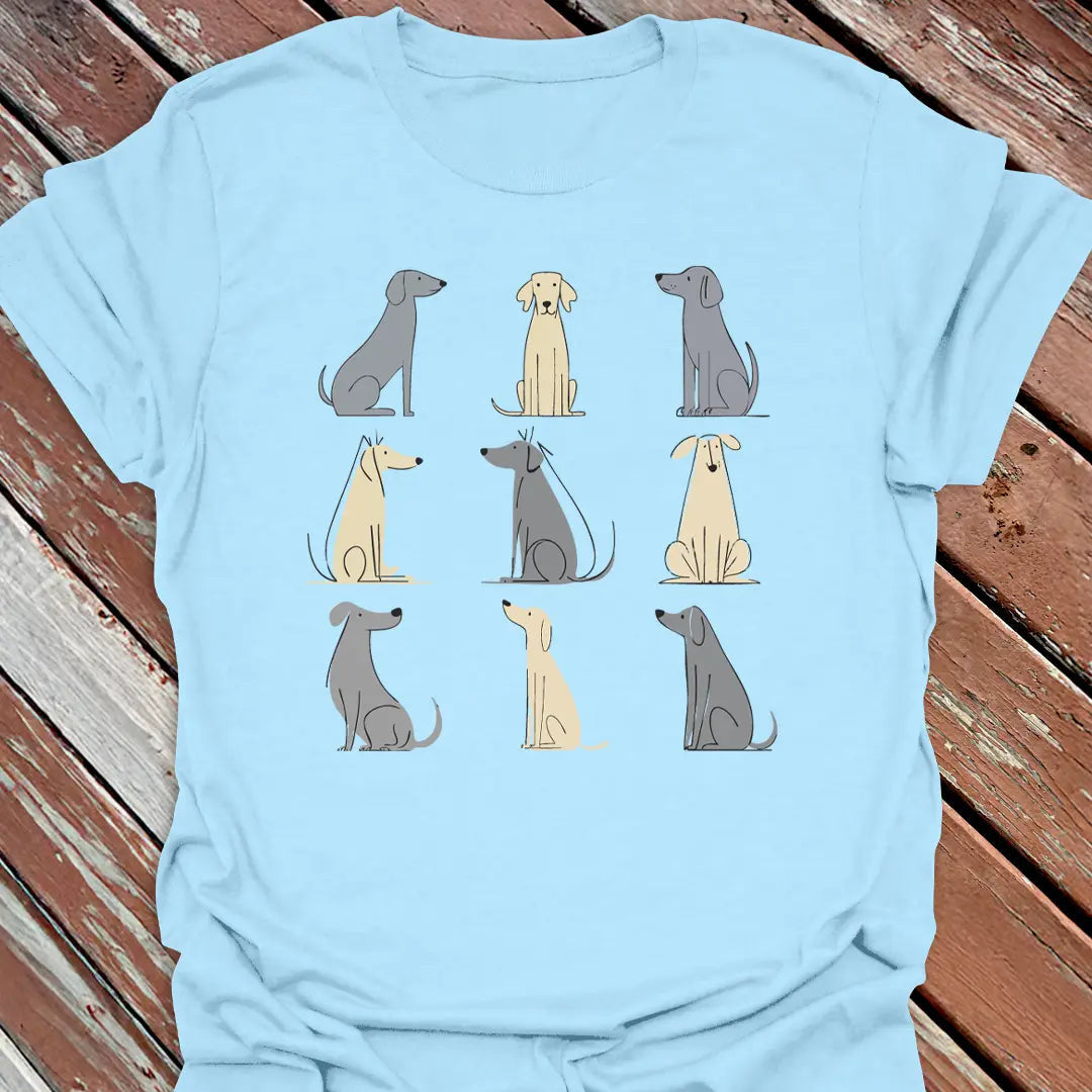 Nine Big Dogs Grid T-Shirt - Dog Graphic Tee - Gift for Dog Lovers - Unisex