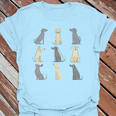 Nine Big Dogs Grid T-Shirt - Dog Graphic Tee - Gift for Dog Lovers - Unisex